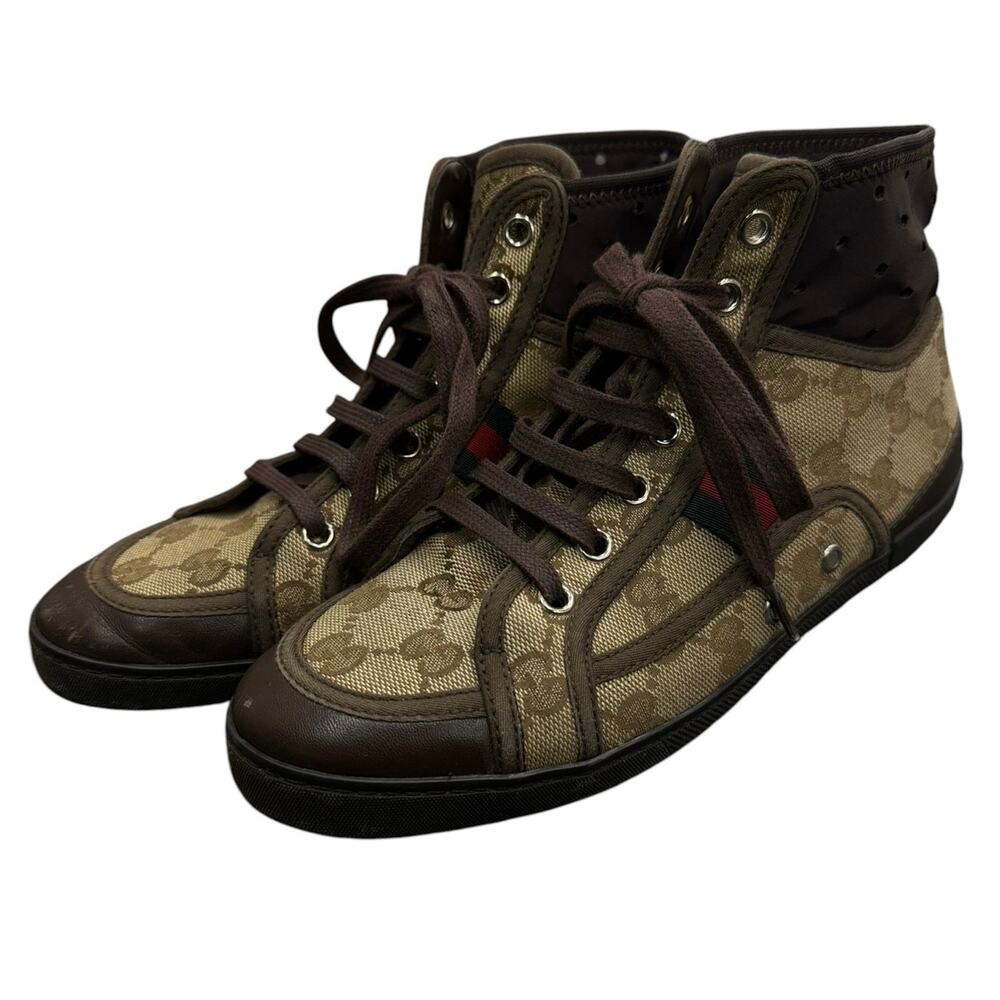 Gucci Women’s 5/5.5 GG Supreme California Striped High-Top Sneakers